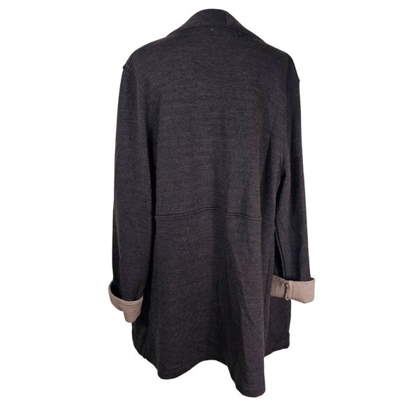 Susan Bristol Wool Blend Open Long Cardigan Jacket Sz XL Brown Tan Quiet Luxury - Picture 3 of 10